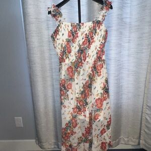 Maurices Floral Midi Dress - Beige and Red
